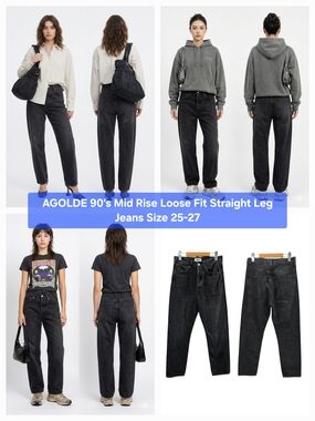 AGOLDE 90's Mid Rise Loose Fit Straight Leg Jeans Size 25-27